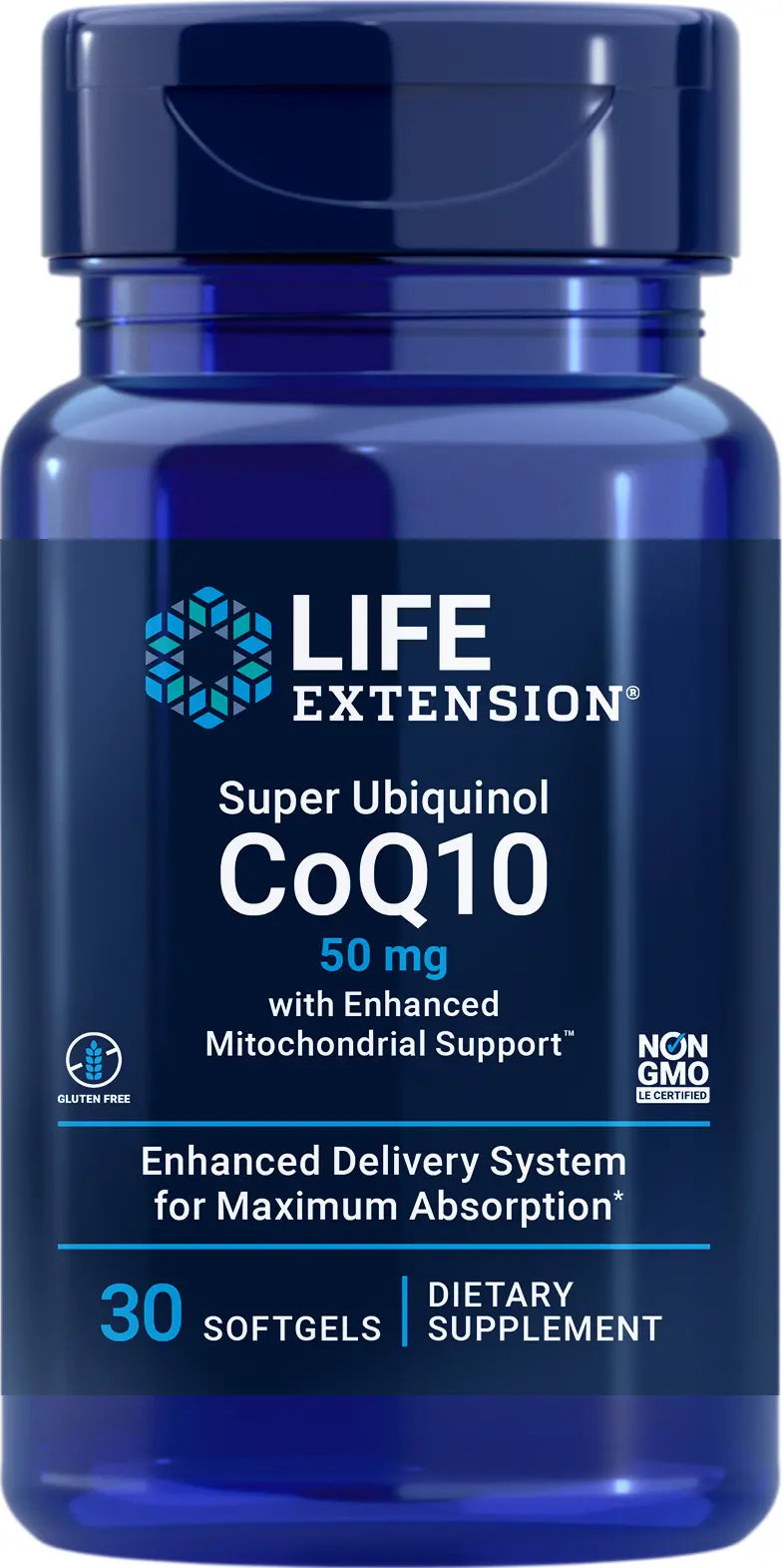 Super Ubiquinol CoQ10 with Enhanced Mitochondrial Support 50 mg, 30 Softgels