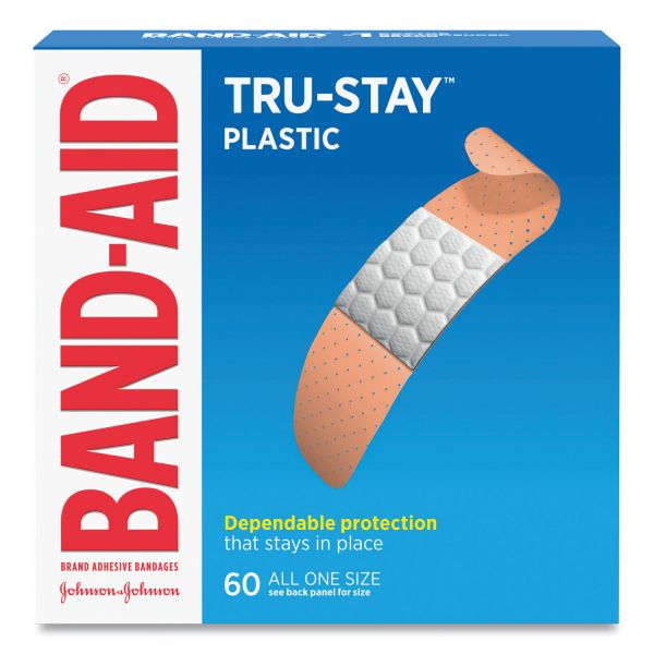 Band-Aid Brand Tru-Stay Plastic Strips Adhesive Bandages (60ct)