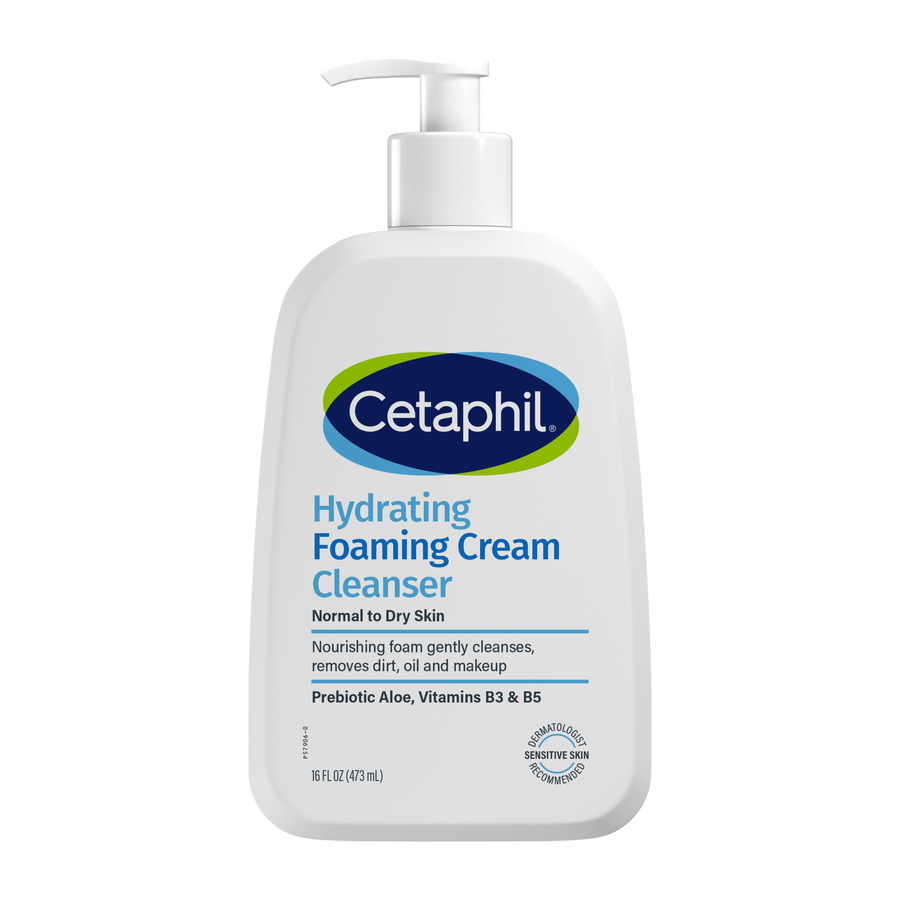 Cetaphil Hydrating Foaming Cream Face Cleanser Cream-to-Foam Texture 16 oz