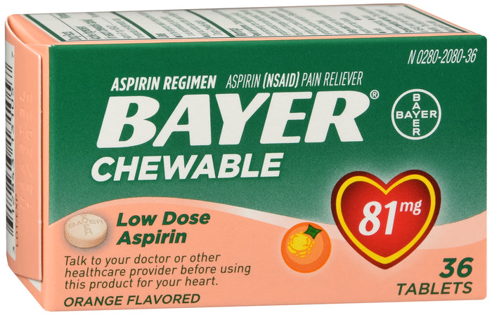 Bayer Aspirin 81mg Chewable Tablets 36 CT