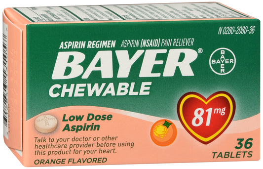 Bayer Aspirina Masticable 81mg 36 Comprimidos