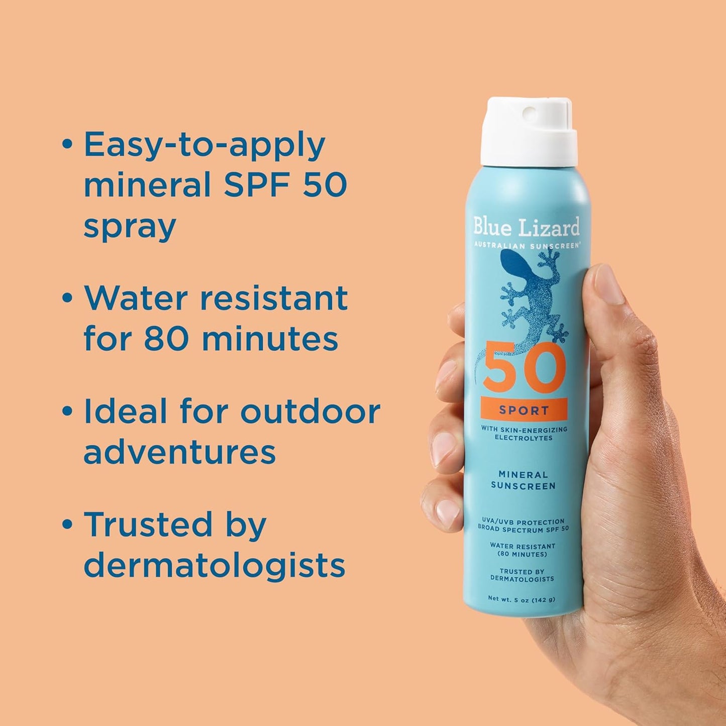 Blue Lizard Sport Mineral Sunscreen Spray SPF 50 (5oz)